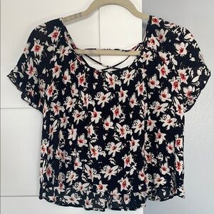 Floral Black and White Blouse